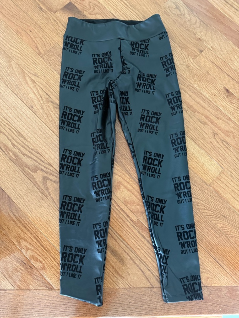 Black 'It's Only Rock 'n' Roll' Graphic Leggings - Women's